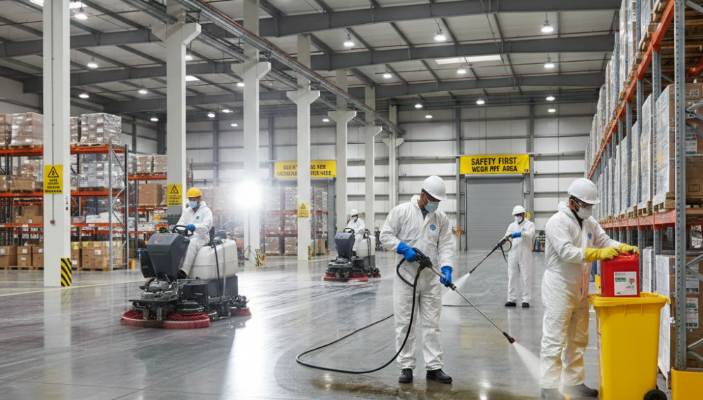 Industrial cleaning in Dubai warehouse